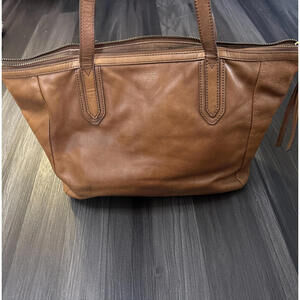 Fossil Sydney Shopper Tote Bag Leather Large Brown Tote READ